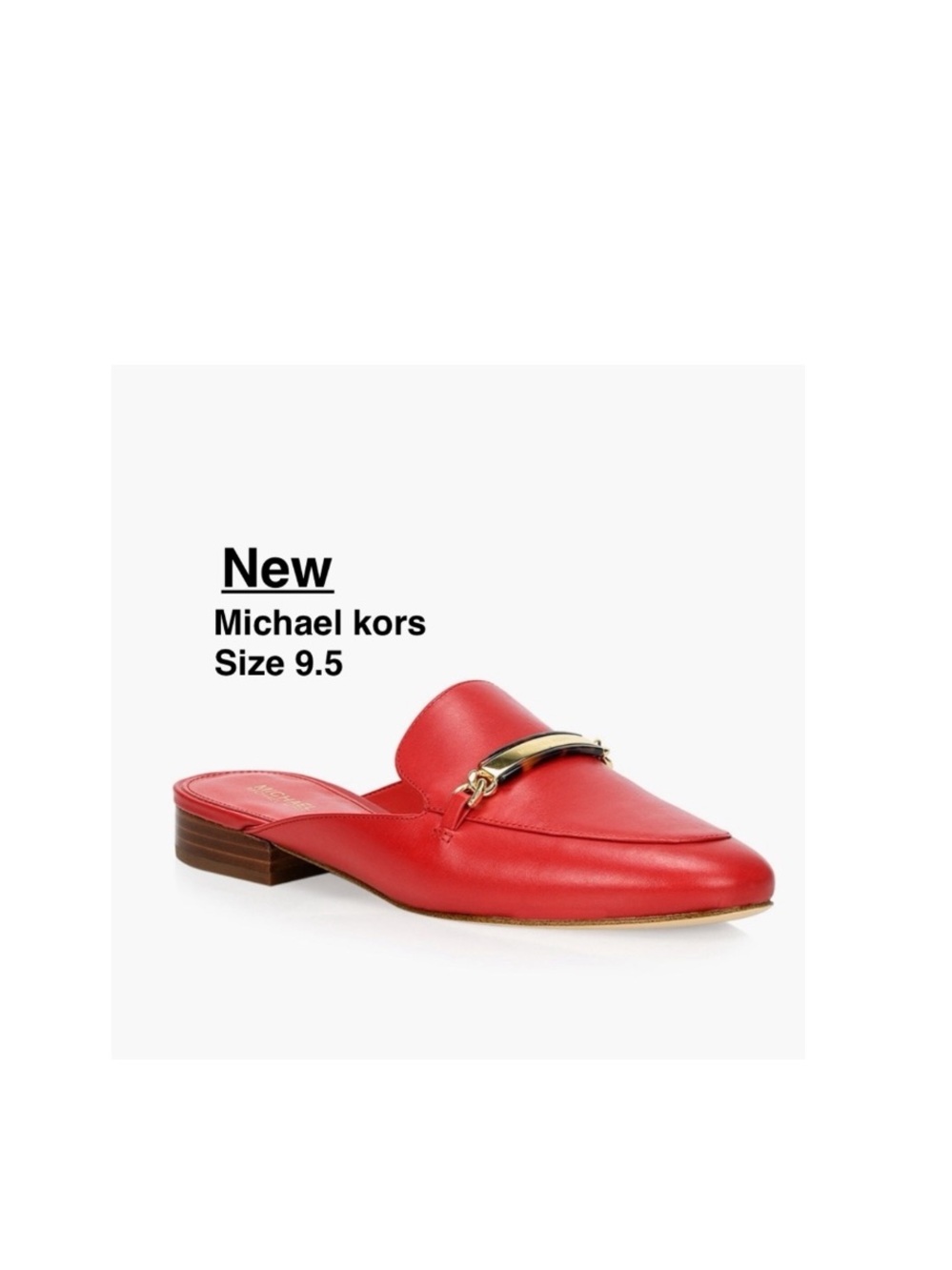 New MICHAEL MICHAEL KORS NADIA SLIDE leather size 9.5 red ⭐️⭐️⭐️⭐️⭐️